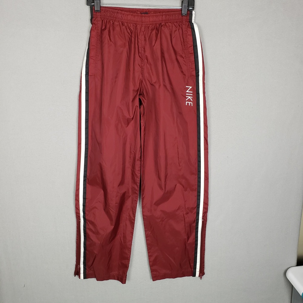 Vintage Nike Windbreaker Track Pant Red Black Retro 90s Sporty Basketball Size S